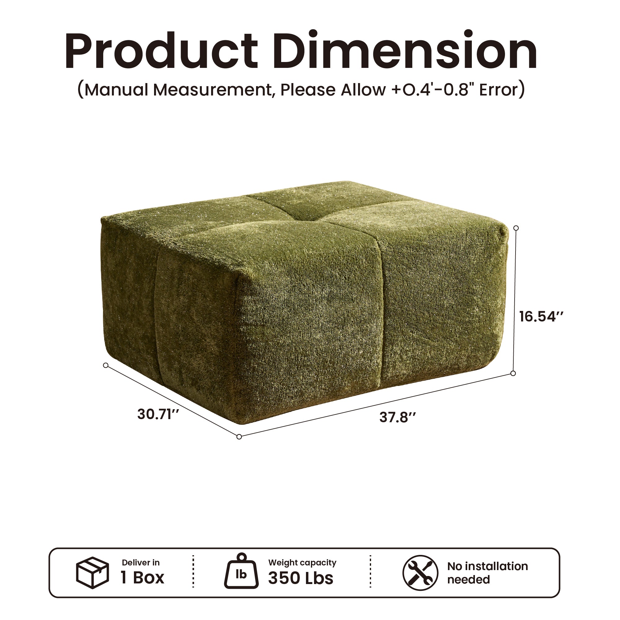 OVIOS 114-inch L-Shaped Sectional Sofa Ottoman, view 6