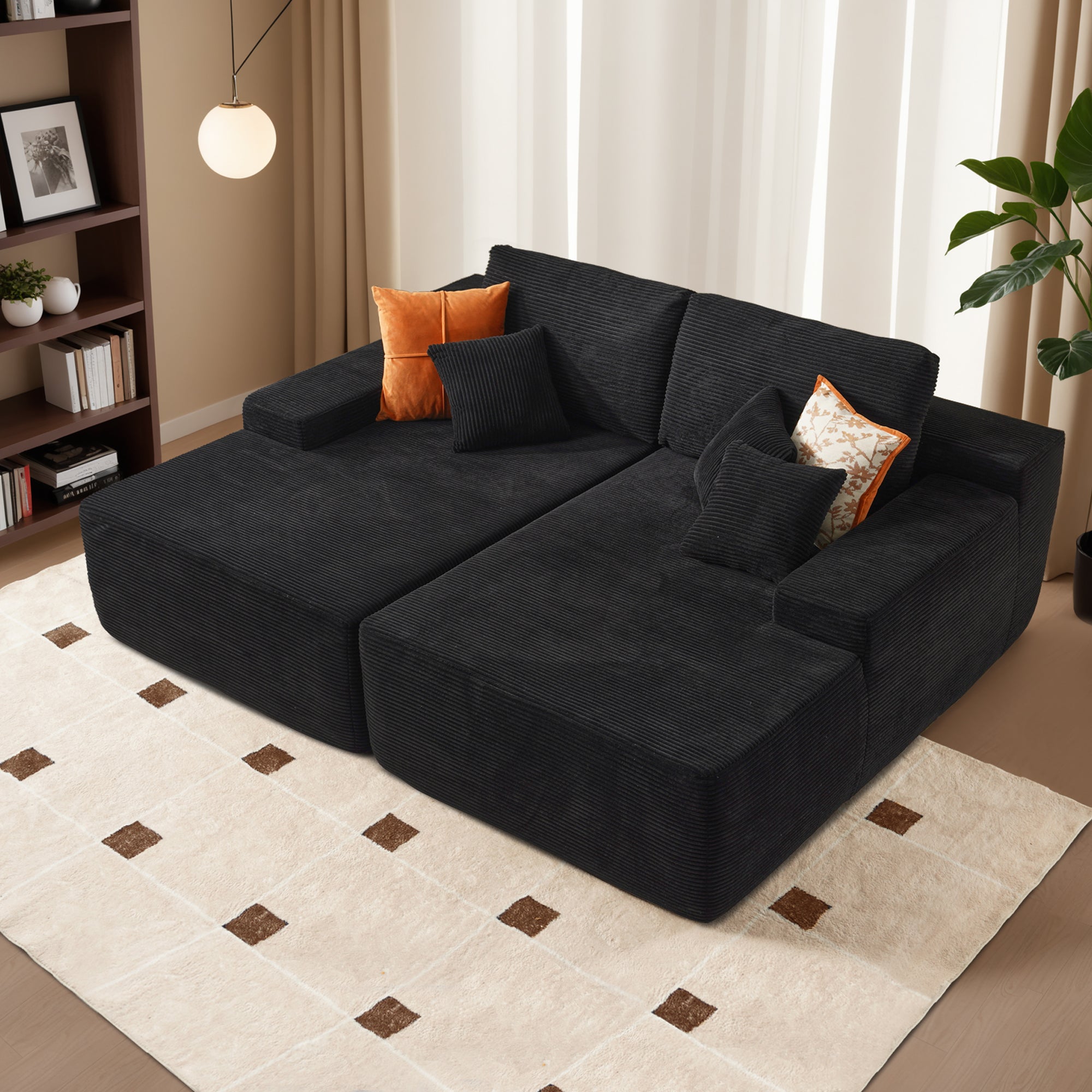 OVIOS 81.2" Cloud Plush Oversized Sectional with Double Chaise – Sofa Bed Comfort, No Assembly Required