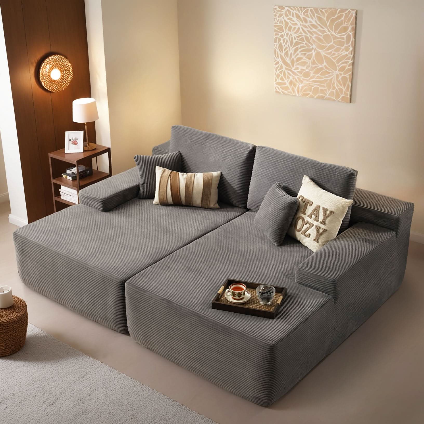 OVIOS 81.2" Cloud Plush Oversized Sectional with Double Chaise – Sofa Bed Comfort, No Assembly Required, view 3