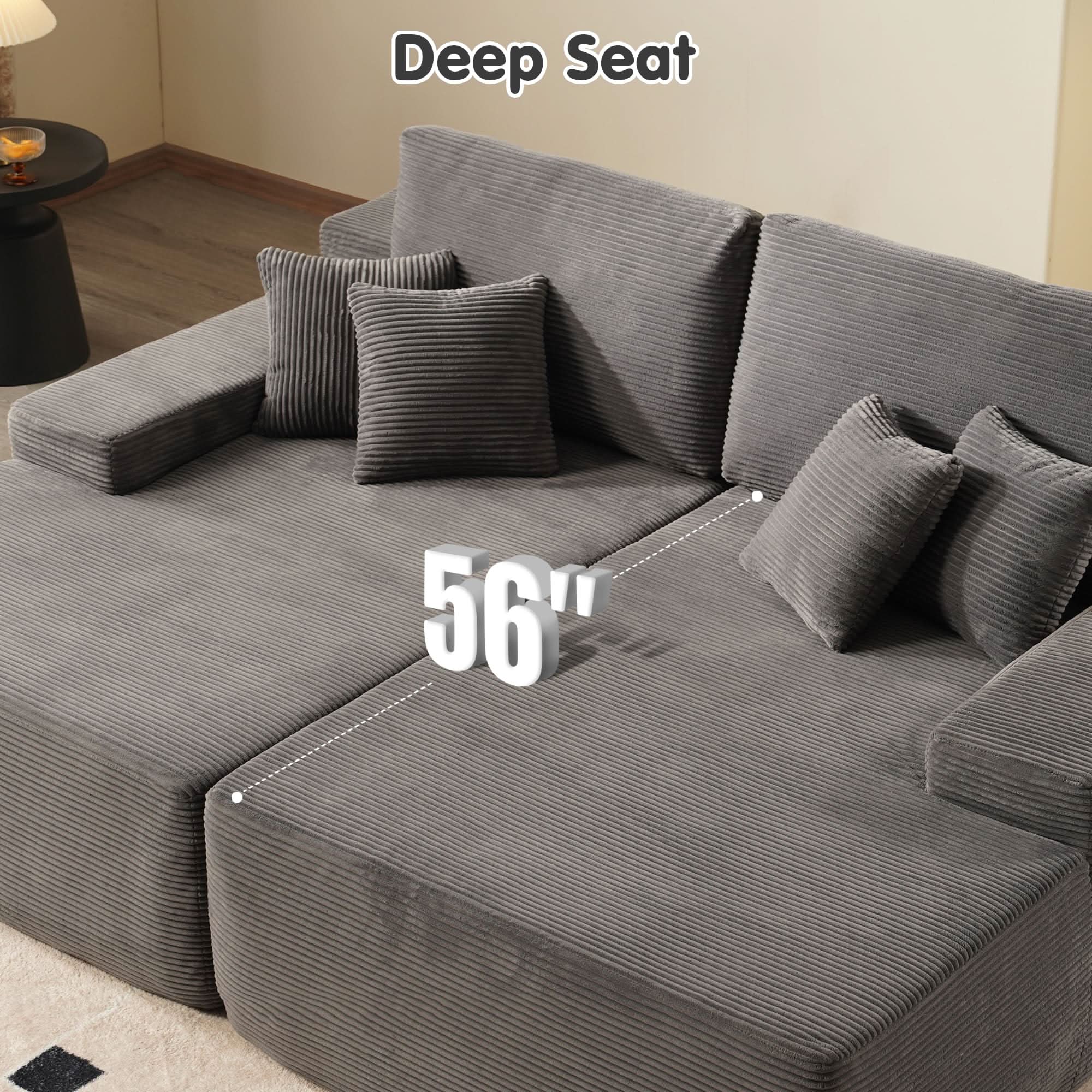 OVIOS 81.2" Cloud Plush Oversized Sectional with Double Chaise – Sofa Bed Comfort, No Assembly Required, view 6