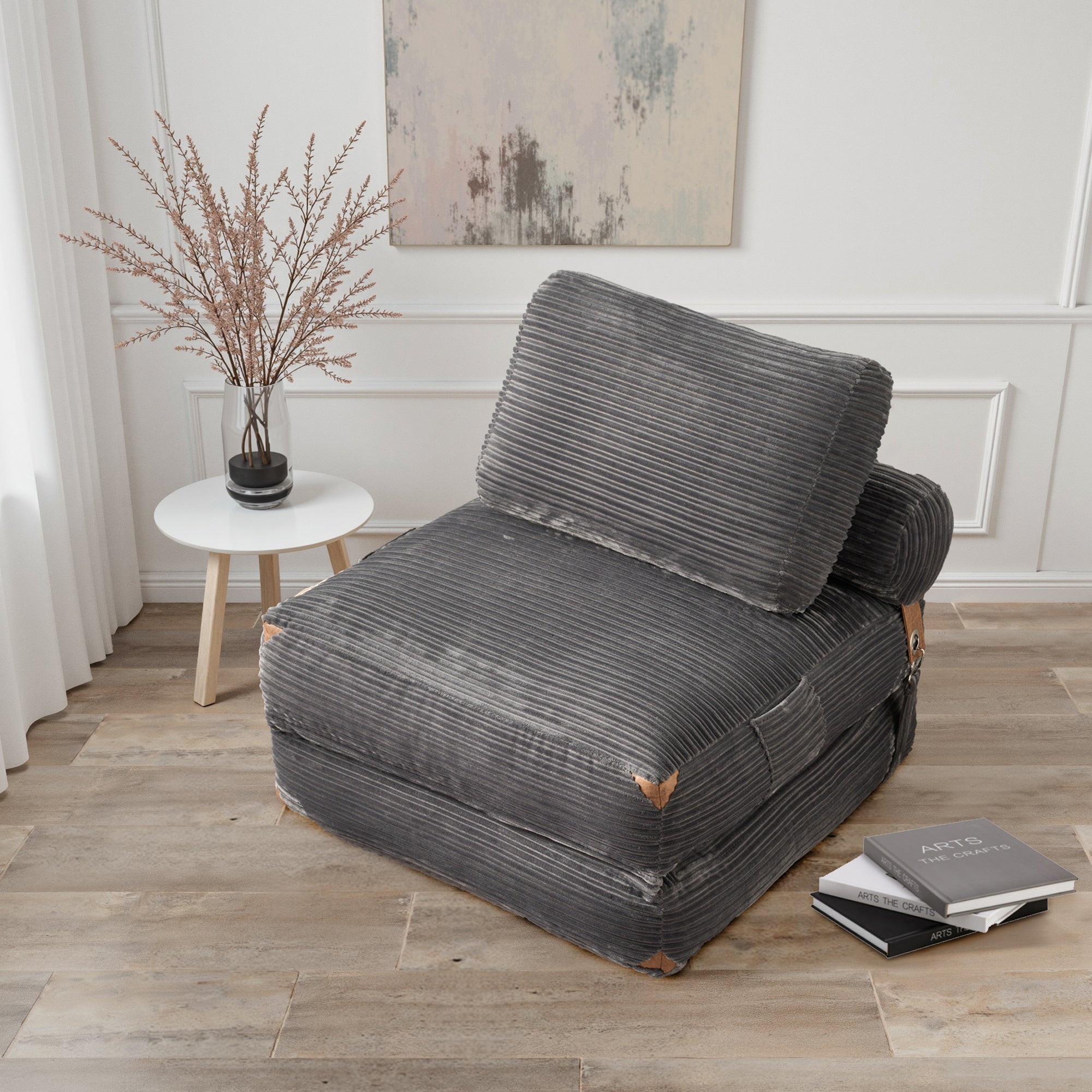 OVIOS Bean Bag Bed Folding Sofa Bed – Convertible Sleeper Chair with Pillow & Back Support