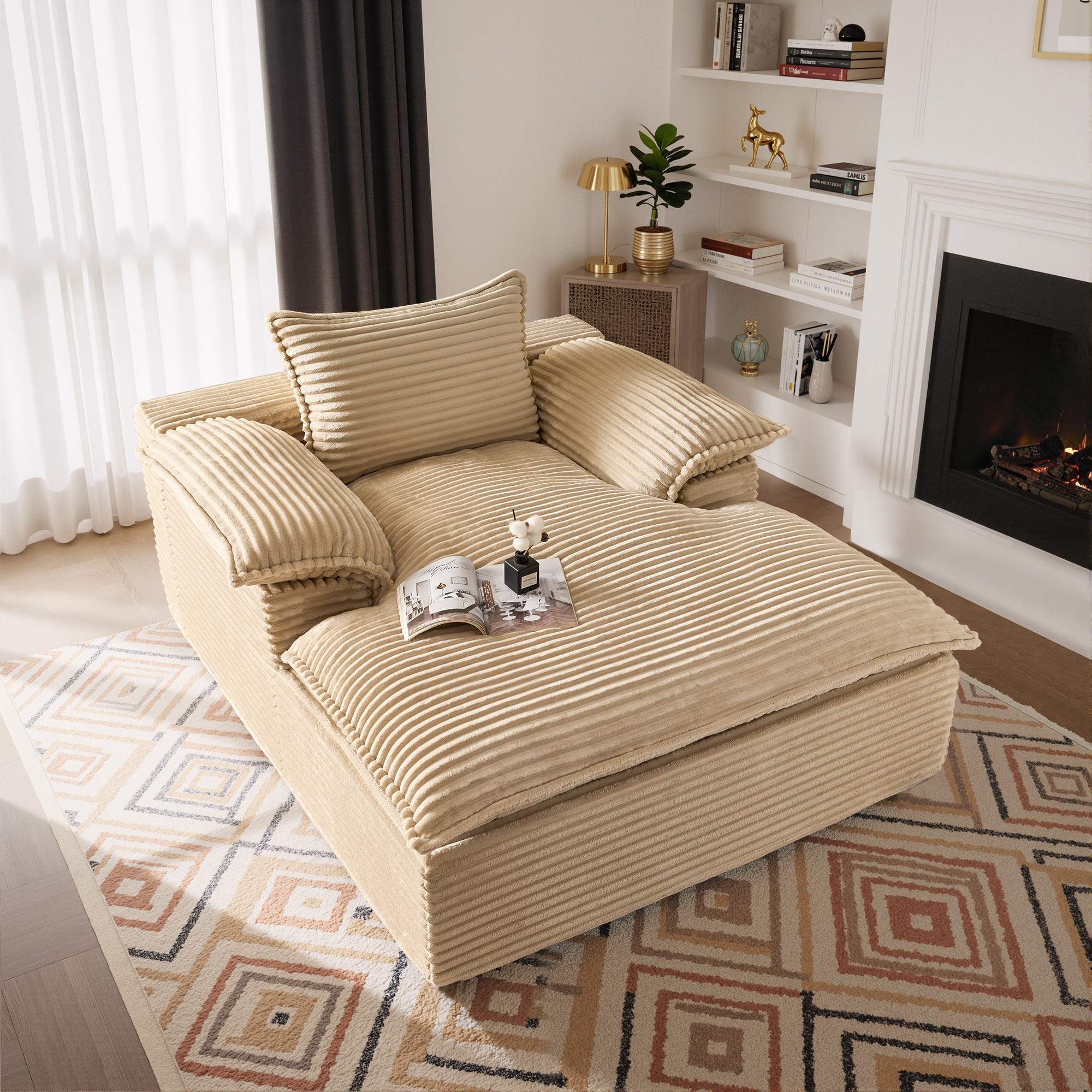 OVIOS 67" Boneless Lounge Chaise with Cloud Plush Sofa Bed, No Assembly Required, view 3