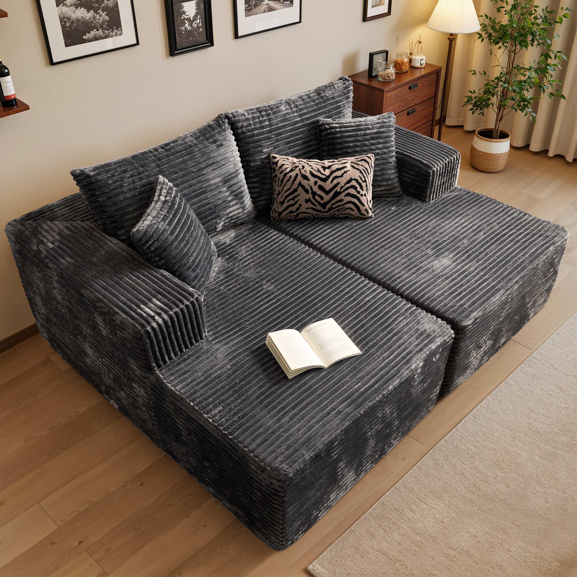 OVIOS 74.8" Boneless Sofa, Sleeper Couch, No Assembly Required