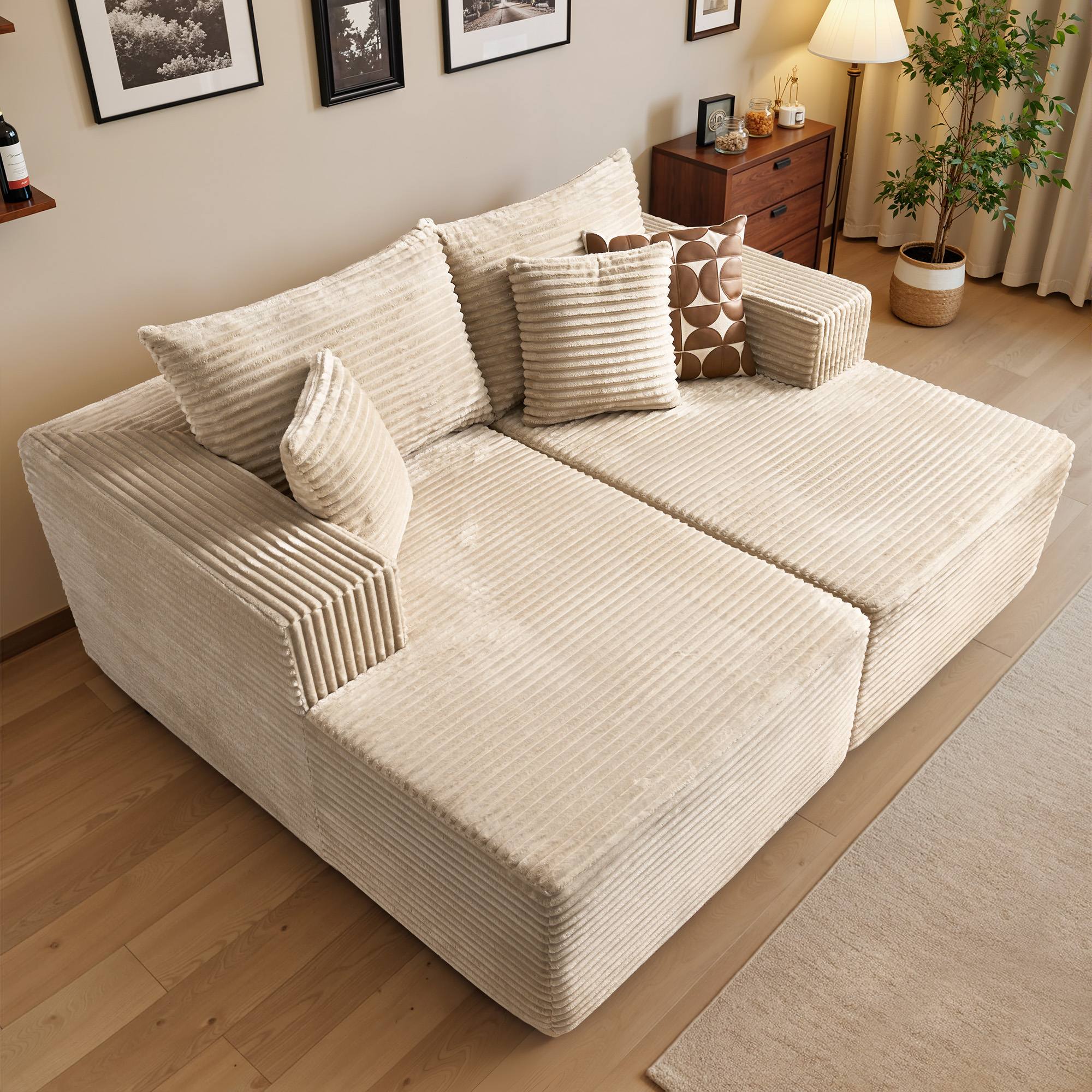 OVIOS 74.8" Boneless Sofa, Sleeper Couch, No Assembly Required, view 3