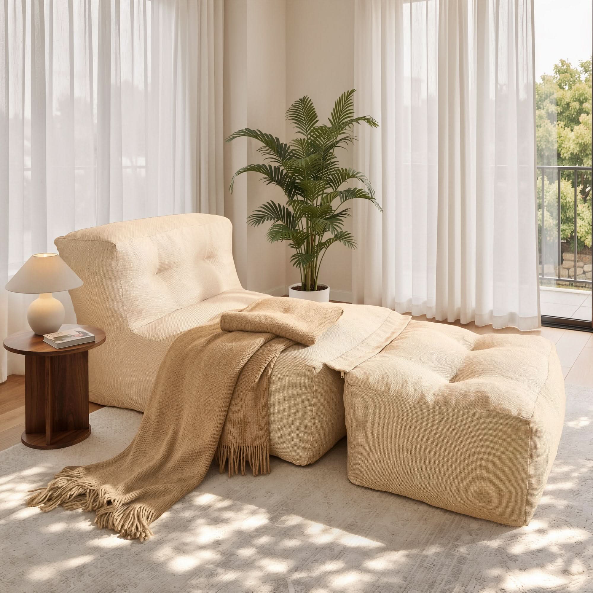 OVIOS Lounge Sofa Set – Convertible Bean Bag Chair & Floor Sofa with Footrest for Indoor & Outdoor Use, view 3
