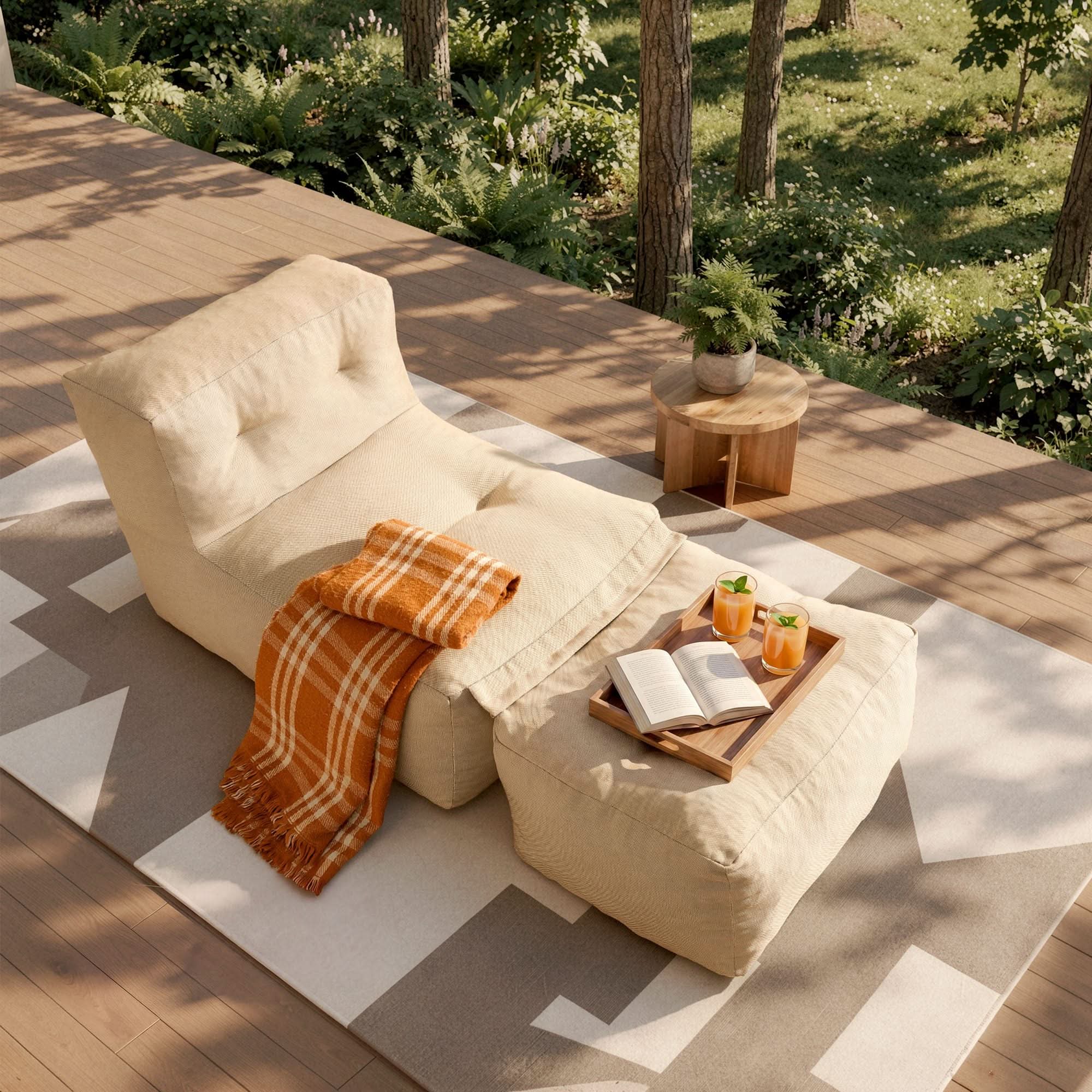 OVIOS Lounge Sofa Set – Convertible Bean Bag Chair & Floor Sofa with Footrest for Indoor & Outdoor Use, view 4