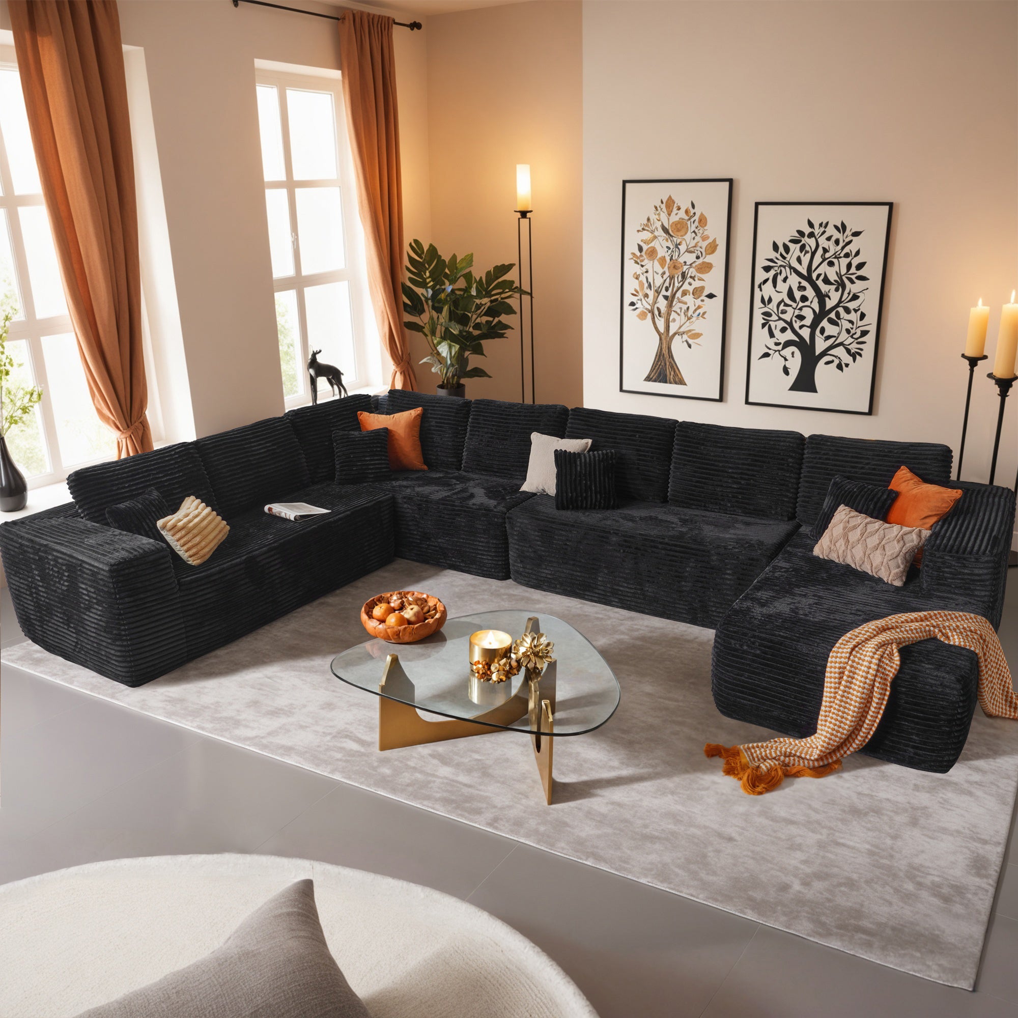 OVIOS Modular Sectional Cloud Couch, Plush Corduroy Sofa with Memory Foam, No Assembly, view 4