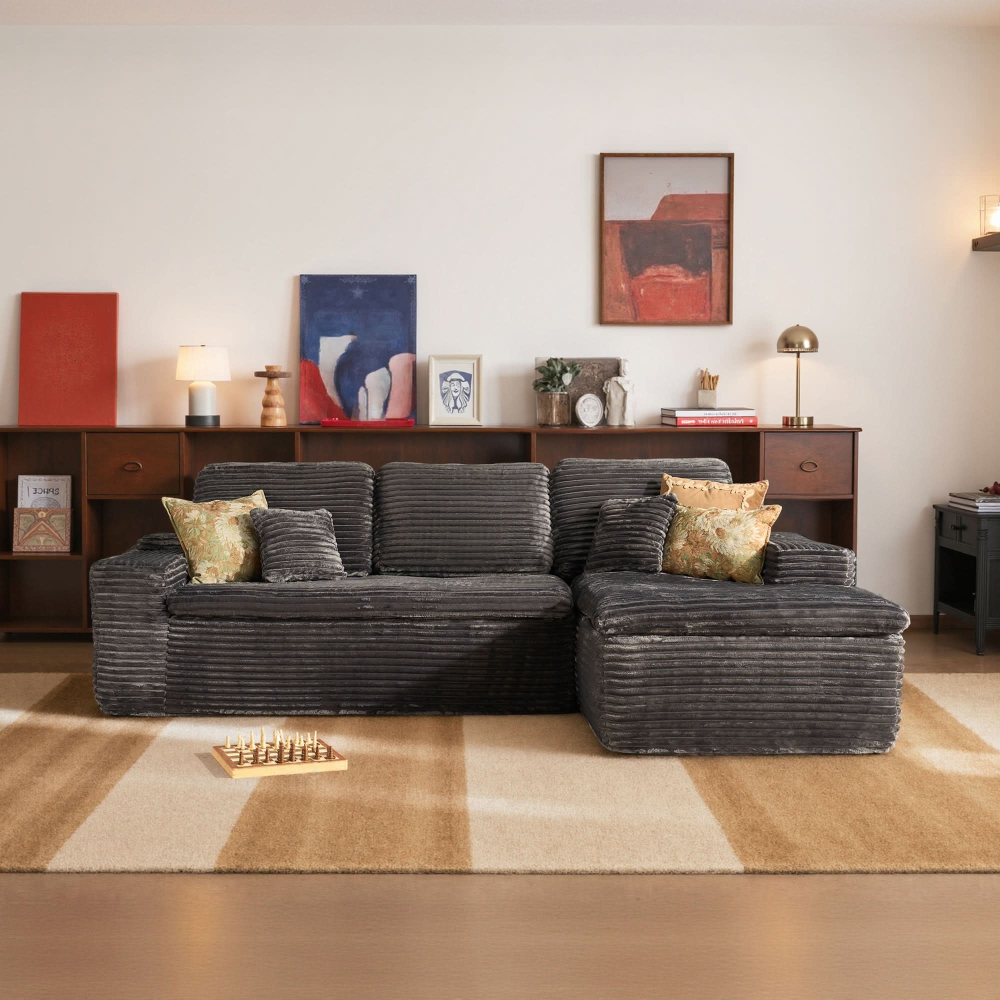 OVIOS 105" Modular Sectional Sofa with Chaise,Deep Seat Cloud Couch, Modern L-Shape, view 3