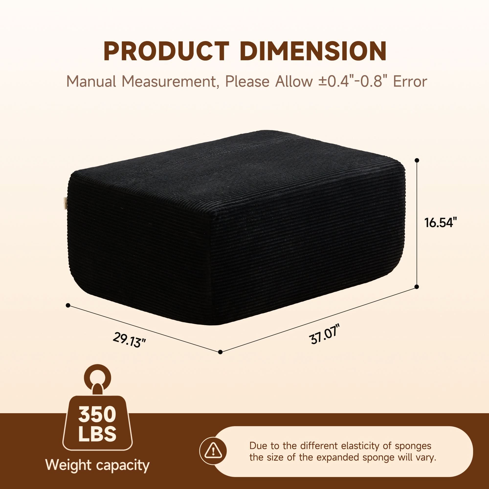 OVIOS 104-inch L-Shaped Sectional Sofa Ottoman, view 6