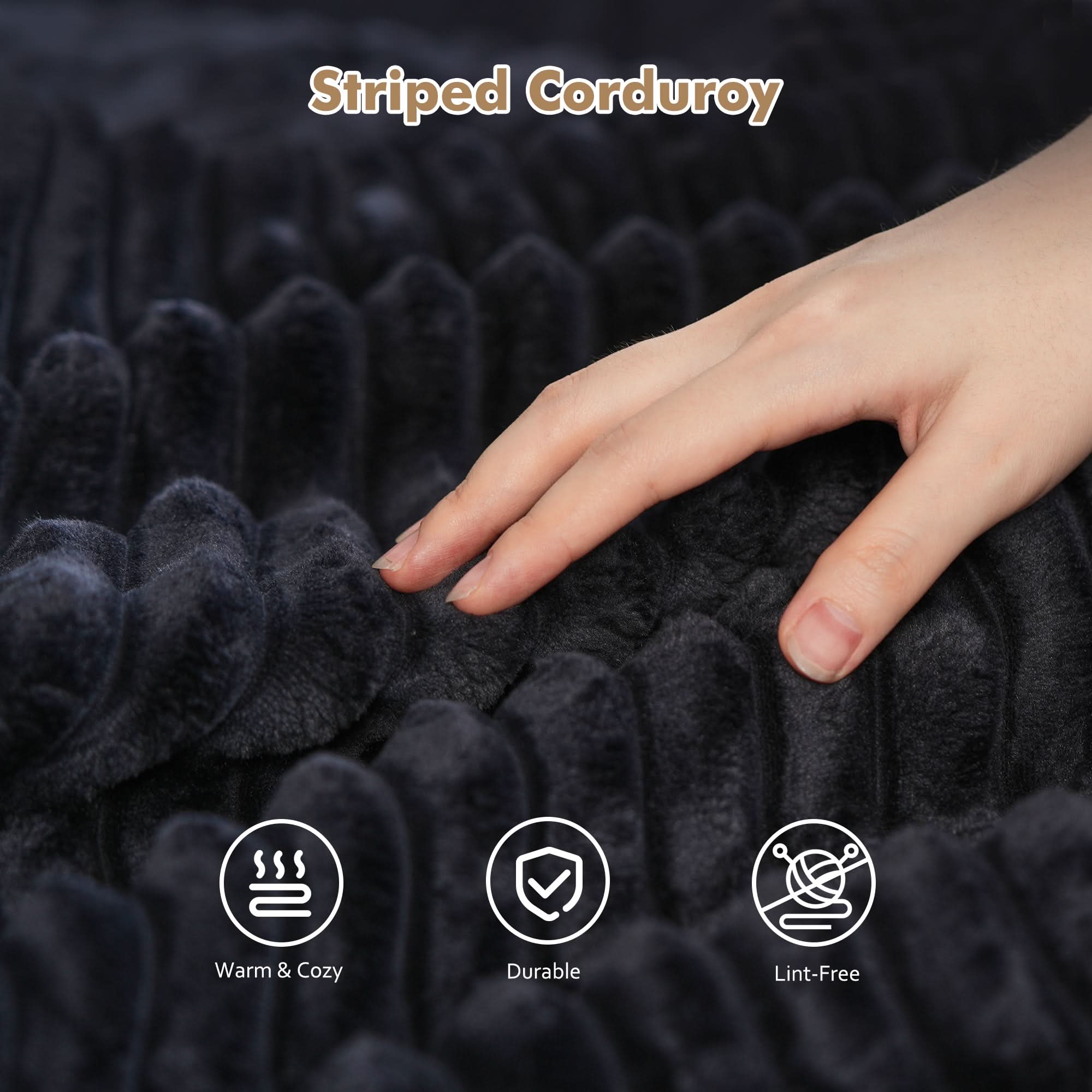 OVIOS 108" U-Shape Modular Couch with Ottoman, Plush Corduroy Fabric, No Assembly Required, view 3