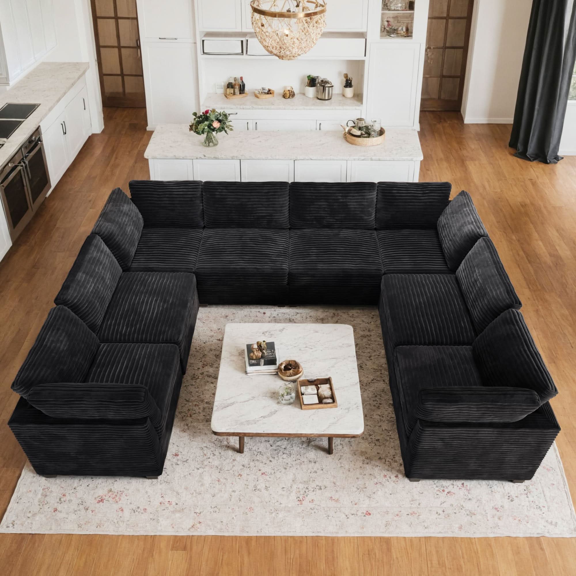 OVIOS 130.7" Modular Sectional Sofa Couch, U-Shaped Minimalist Couches with 2 Oversized Chaise, view 3