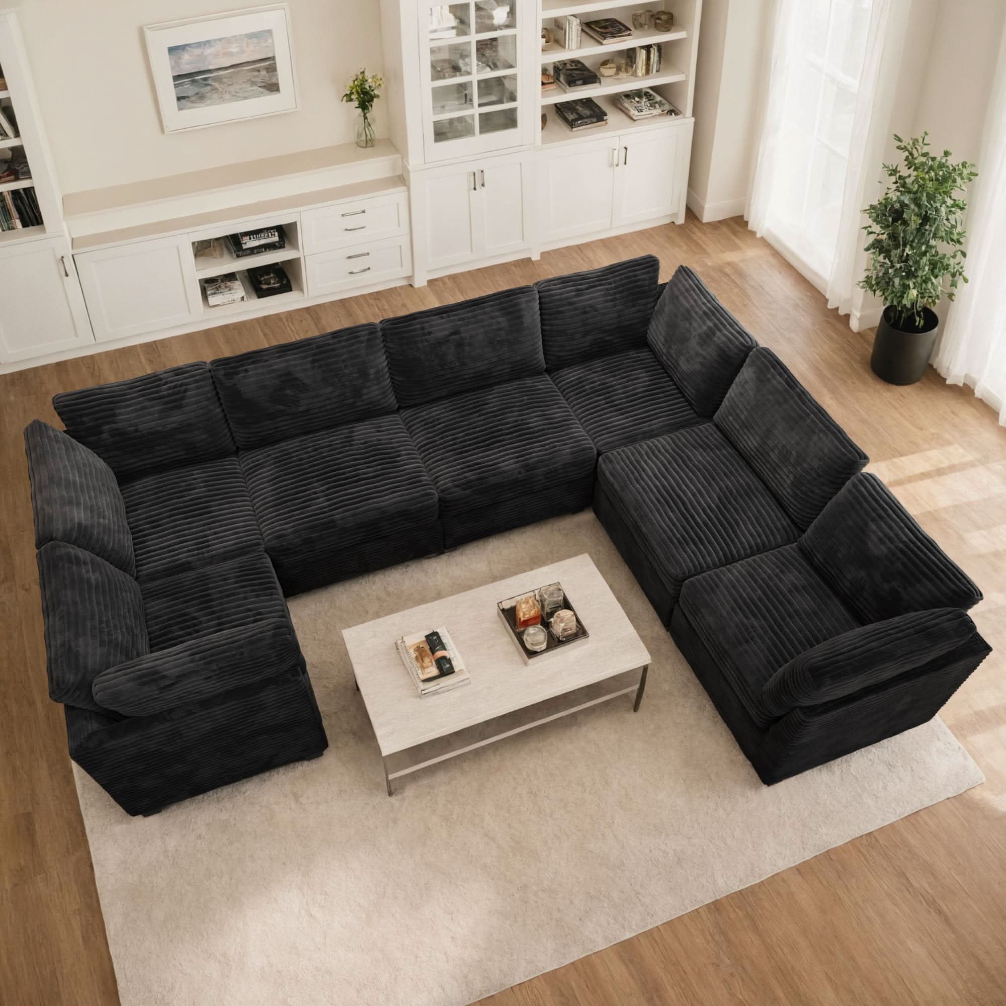 OVIOS 130.7" Modular Sectional Sofa Couch, U-Shaped Minimalist Couches with Oversized Chaise, view 3