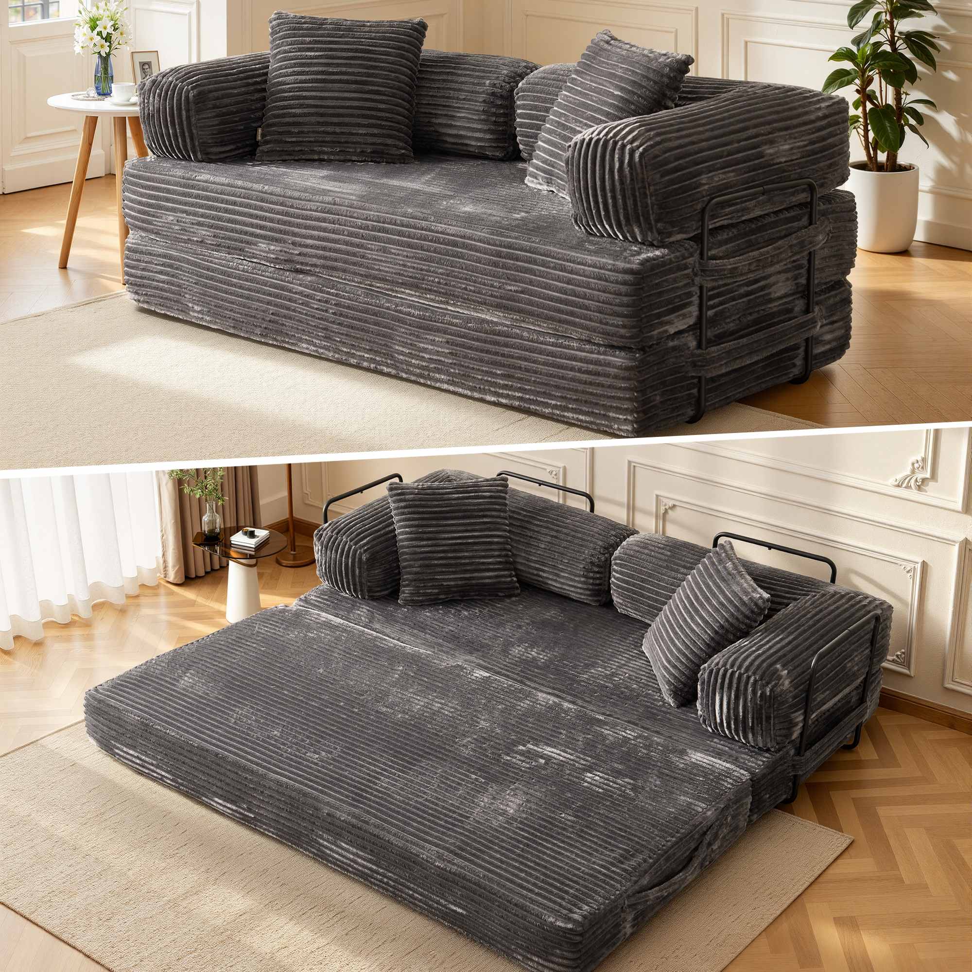 OVIOS 80" Convertible Modular Sofa Bed