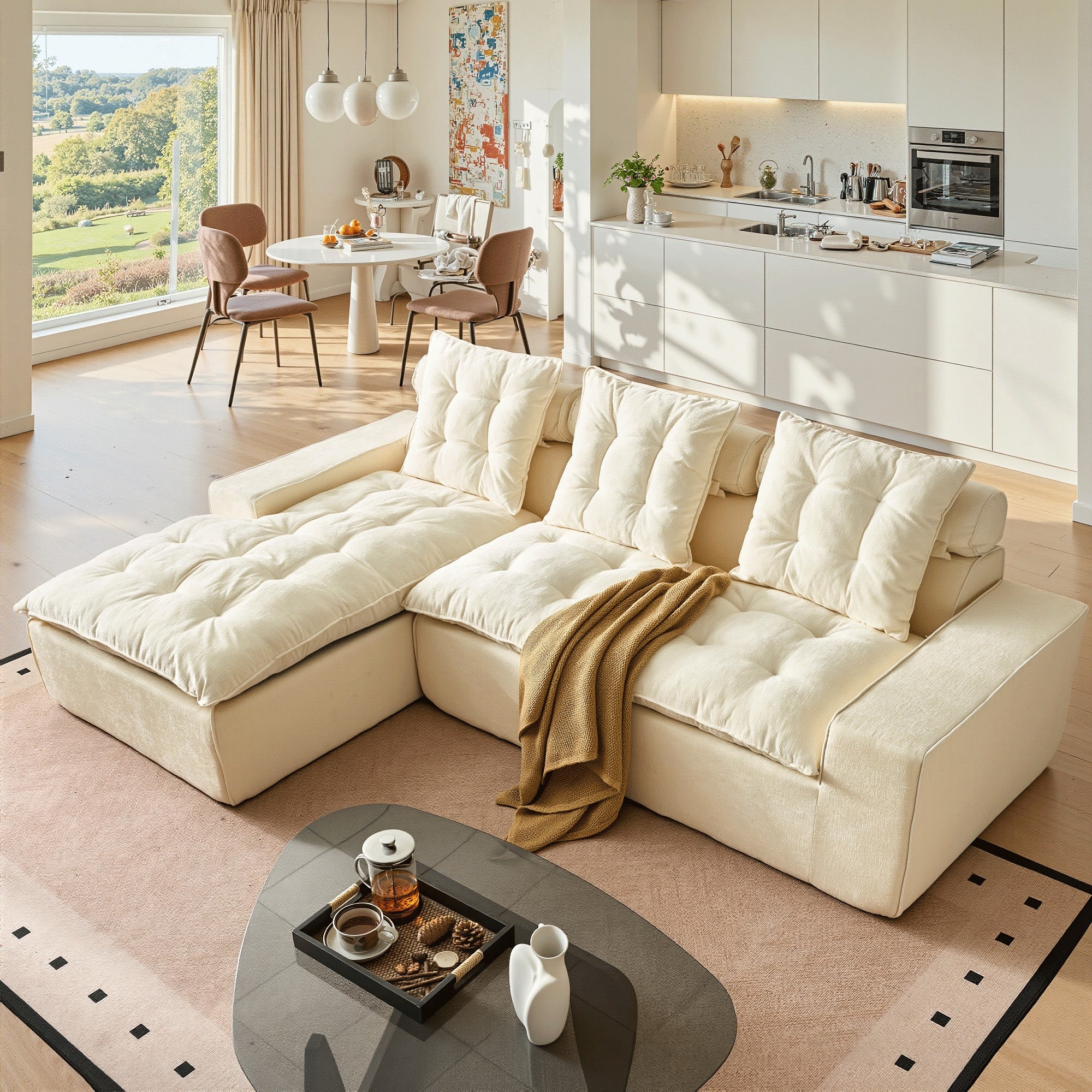 OVIOS Cloud Boneless Sectional Sofa with L Shaped Chaise Modular Chenille Couch for Living Room, view 3
