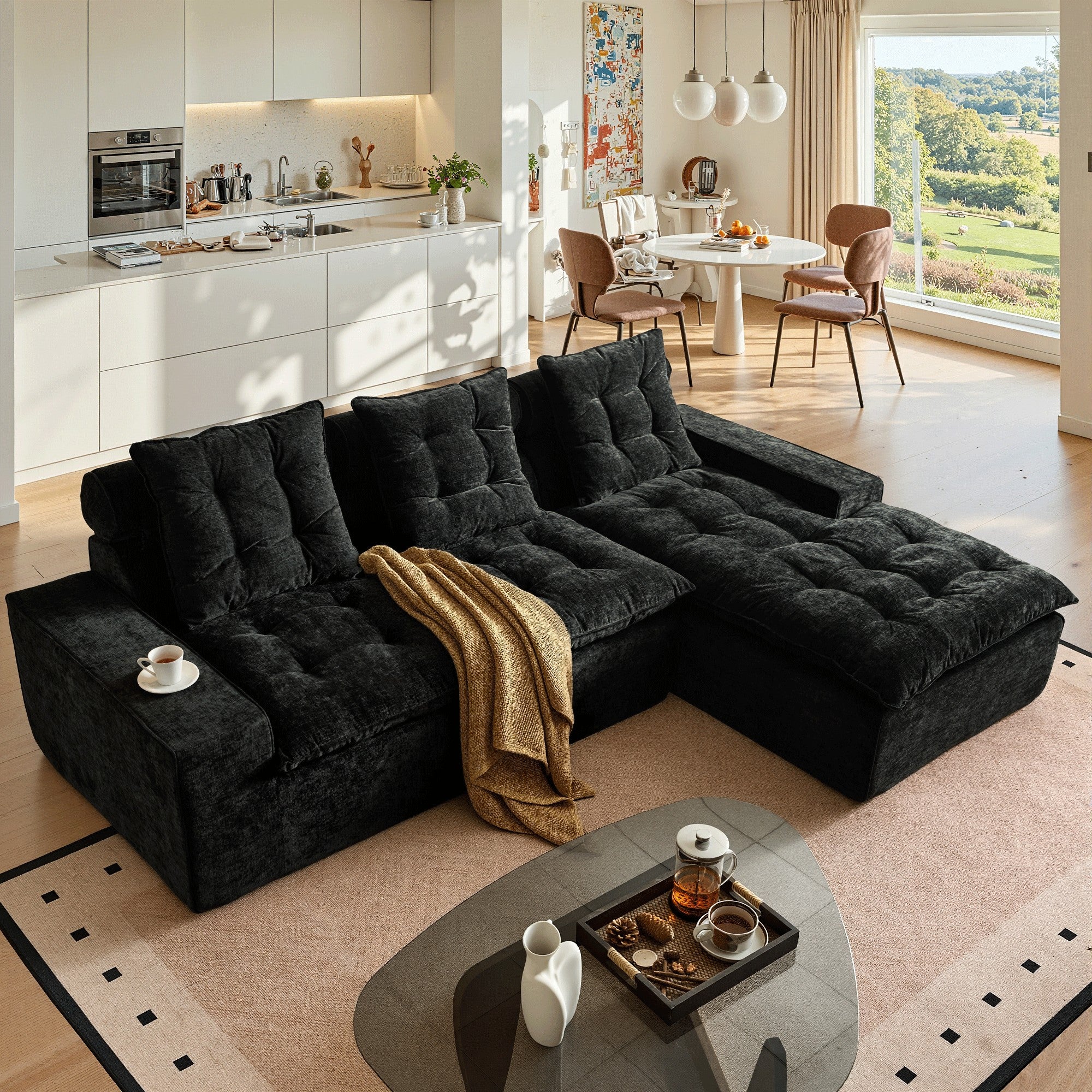 OVIOS Cloud Boneless Sectional Sofa with L Shaped Chaise Modular Chenille Couch for Living Room, view 5