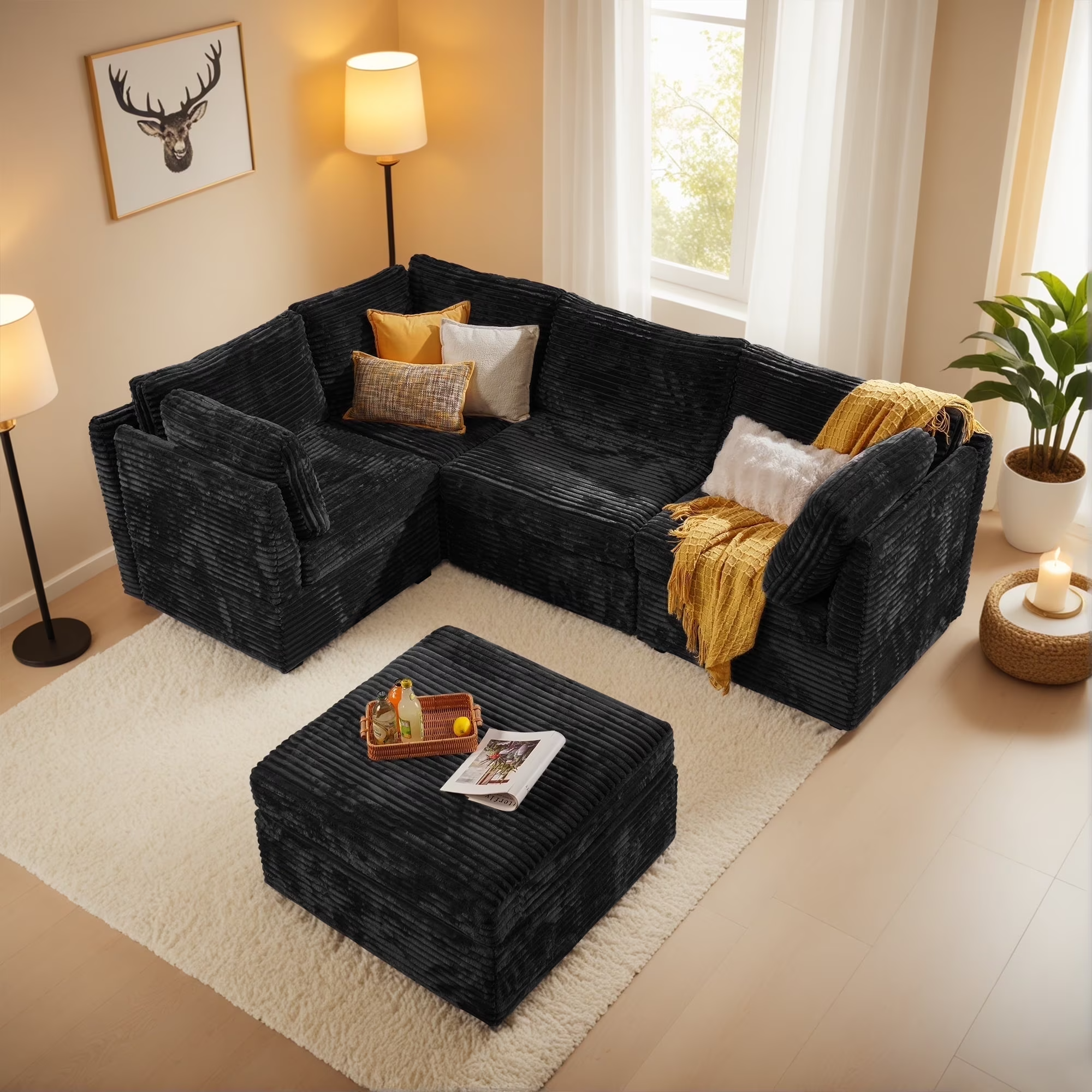 OVIOS Modular Sectional Sofa Couch with Oversized Chaise, view 3