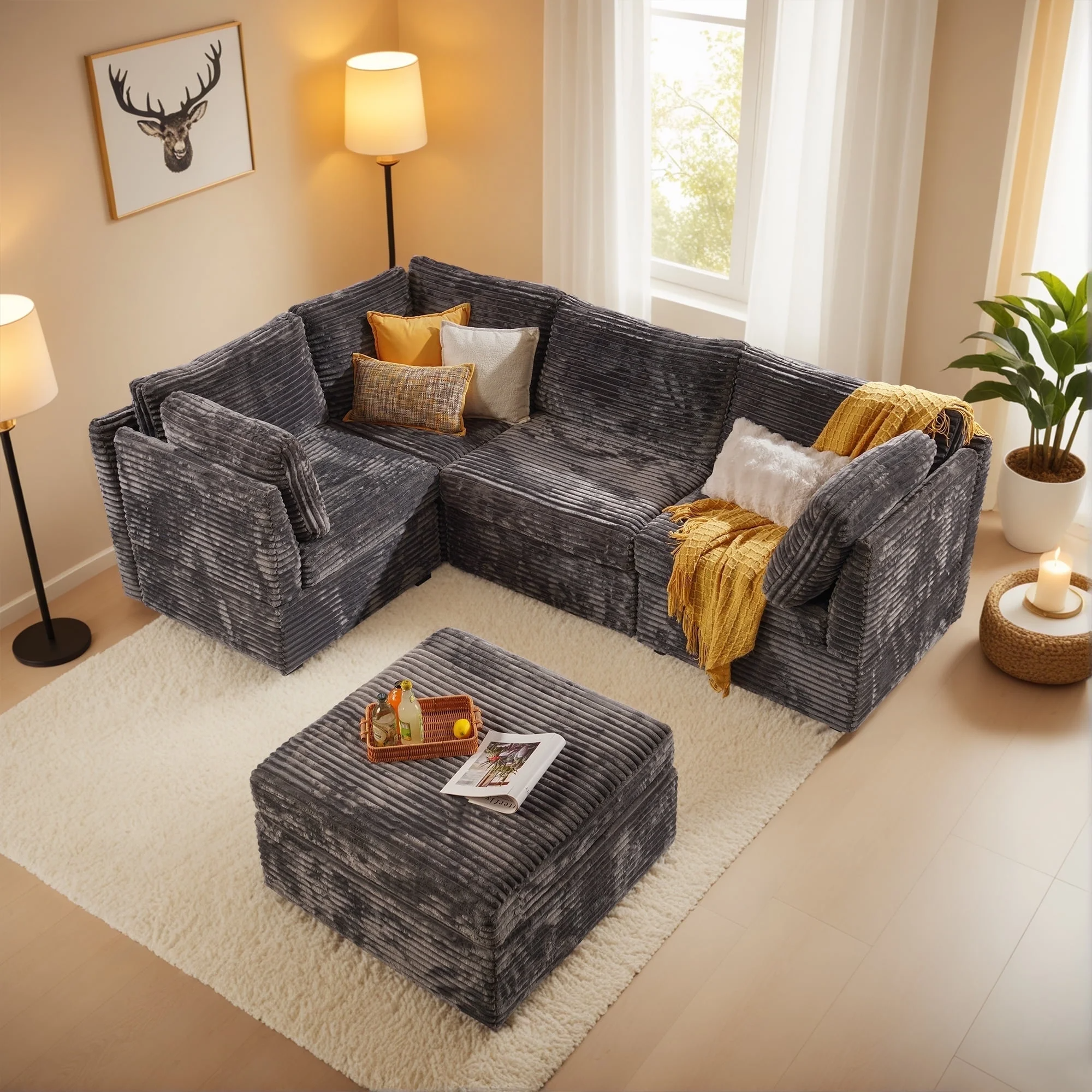 OVIOS Modular Sectional Sofa Couch with Oversized Chaise, view 4
