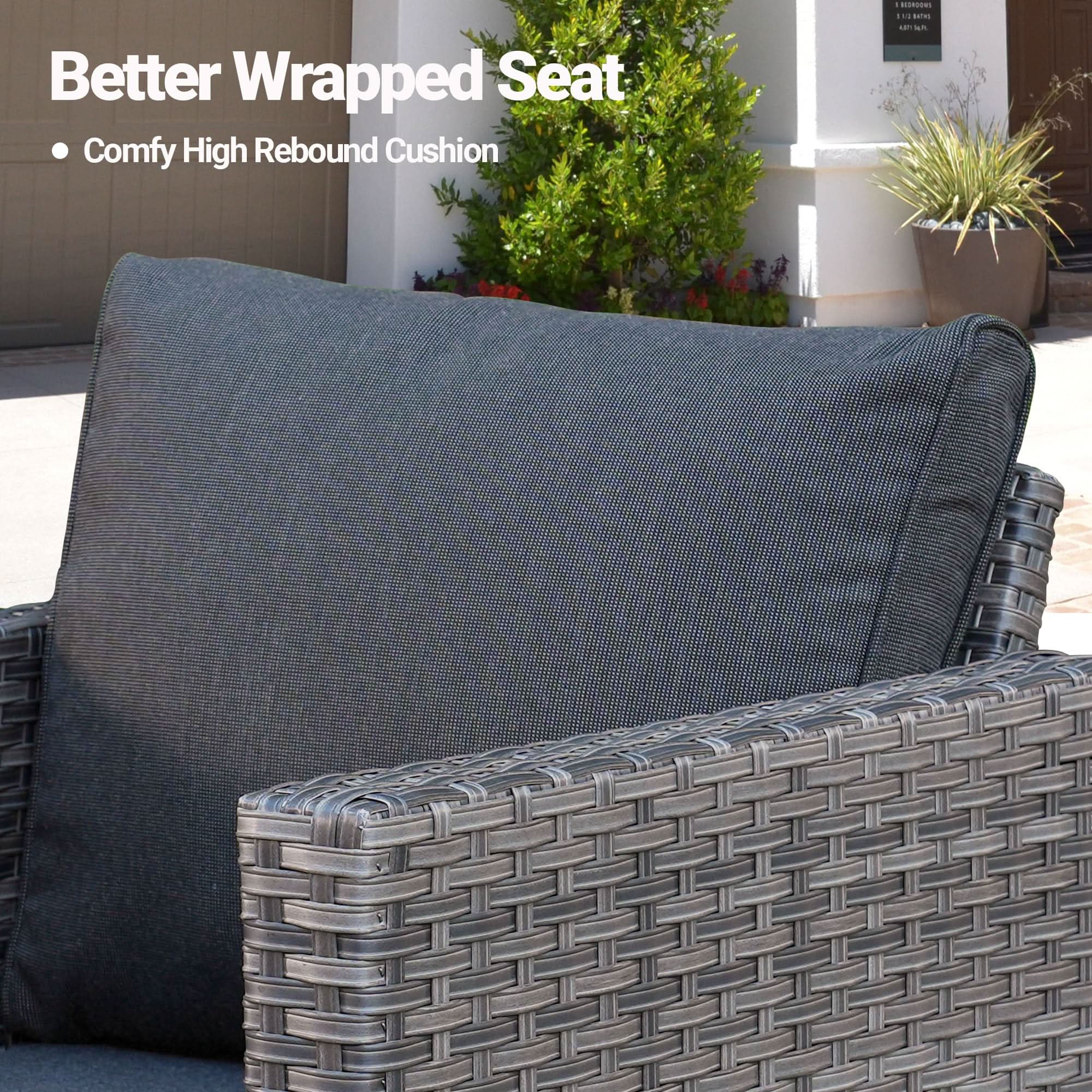 OVIOS Wicker Patio Furniture Set 7-Piece High Back with Swivel Chairs, view 6