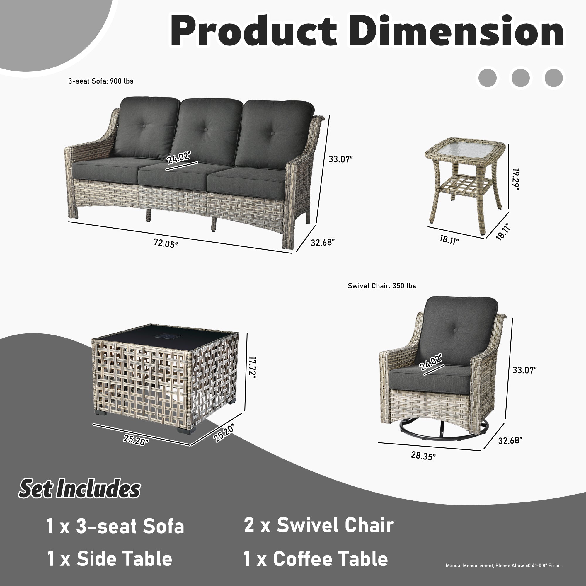 Ovios Conversation Set 5-Piece, PAD Series,Included Swivel Chair, view 4