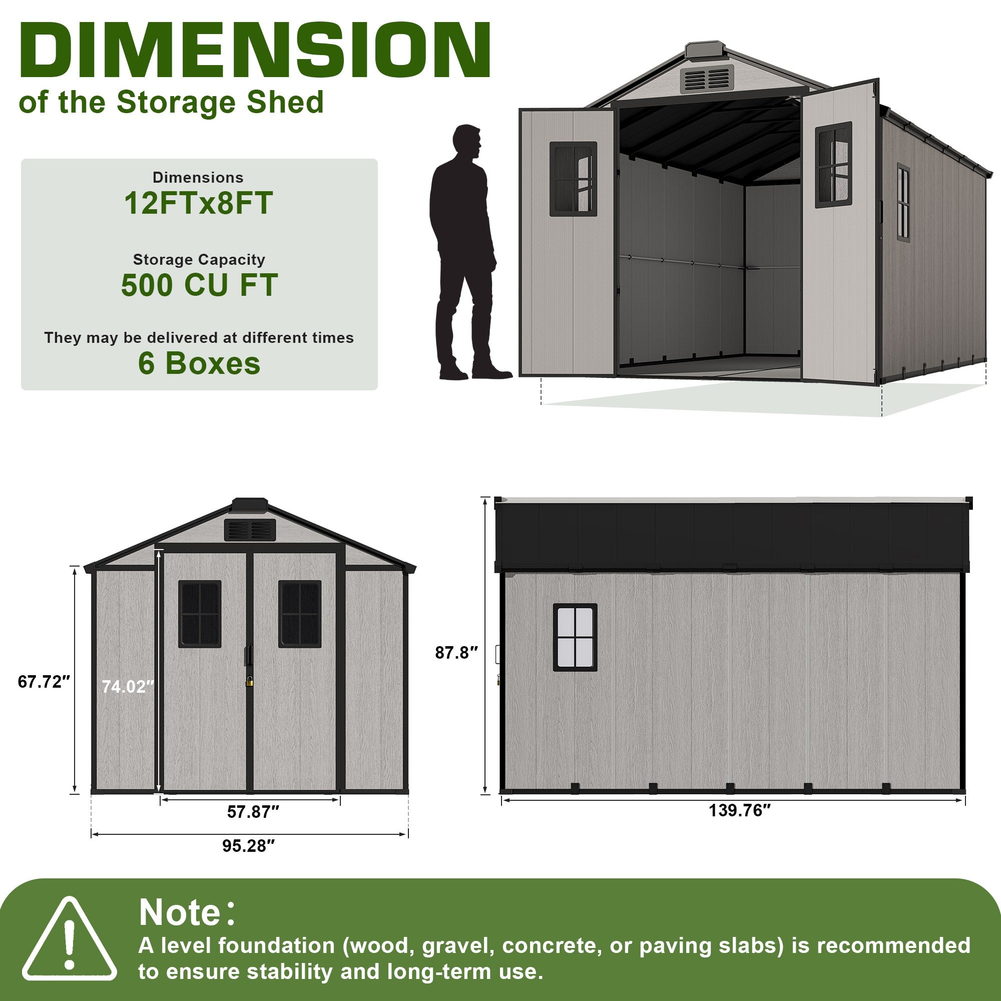 OVIOS Resin Storage Sheds with Floor – Gable Roof Outdoor Storage for Backyard, Patio & Garden, view 6